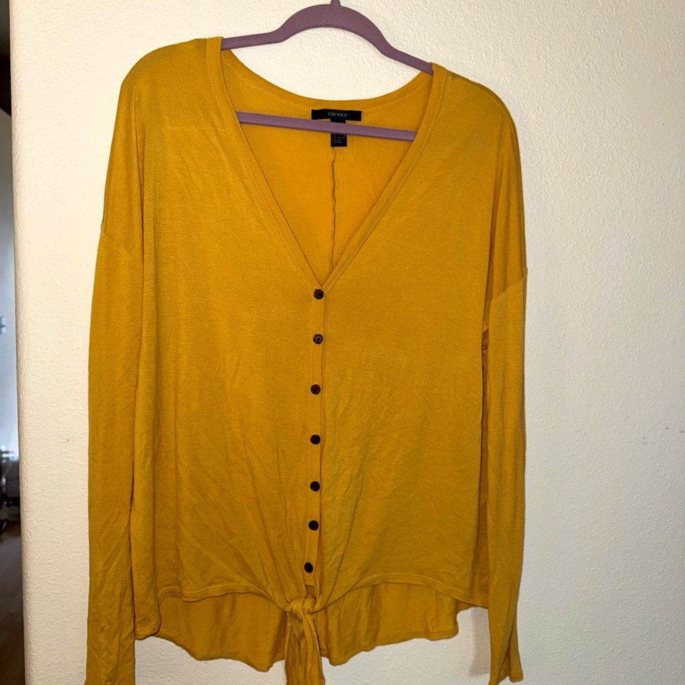 Yellow Button-Down Lounge Dolman Top
